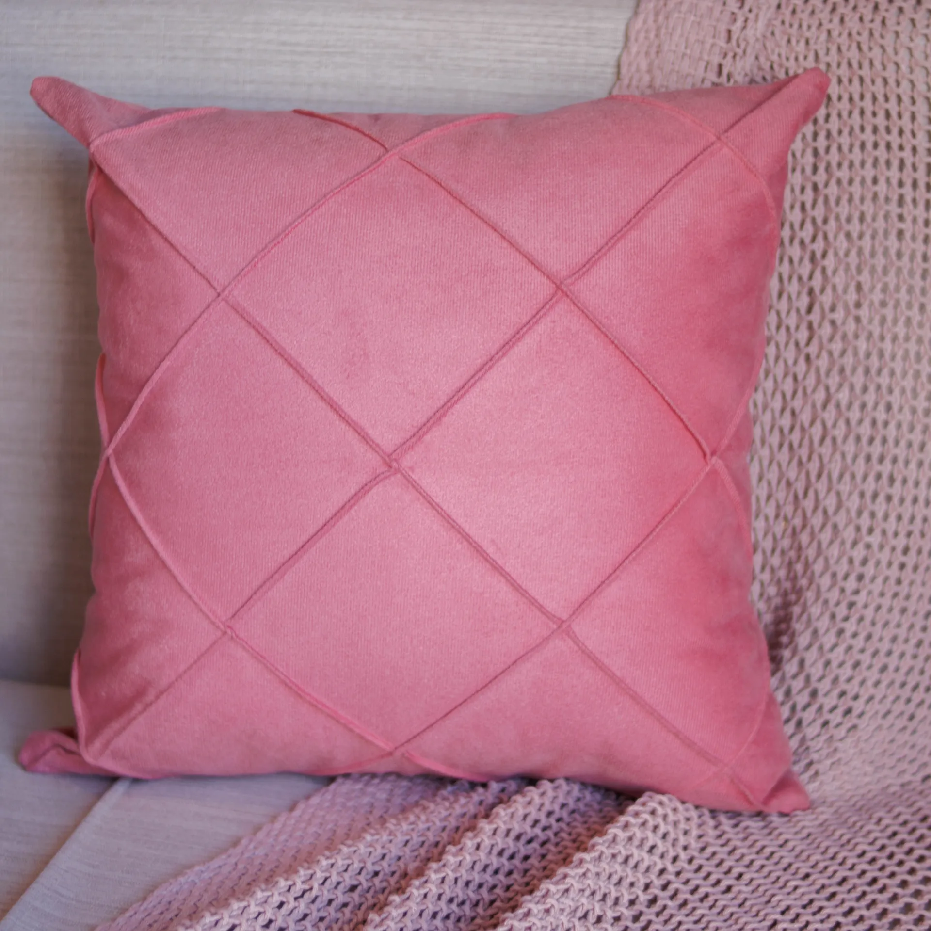 Capa Almofada Suede Drapeada Rosa 45X45