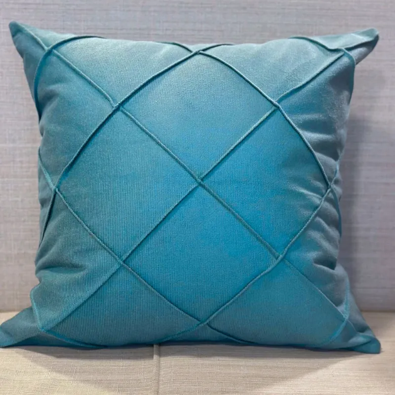 Capa Almofada Suede Drapeada Azul Tiffany 45X45